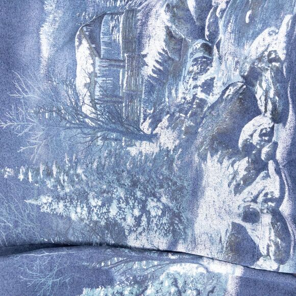 Vintage Art Unlimited Winter Cabin All Over Print Mock Neck Sweatshirt XL - Picture 10 of 13